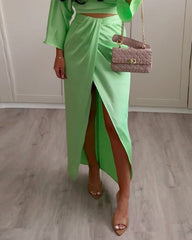 Casual solid color two-piece set