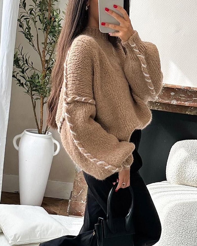 Solid Color Turtleneck Knitted Sweater