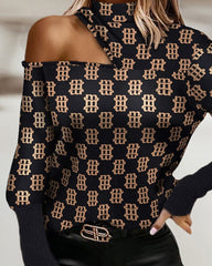 Geometric Print Off-the-shoulder Top