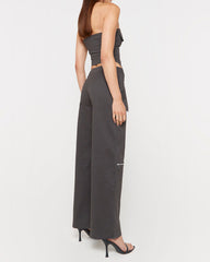 Zipper Tube Top Top and Pants Two-piece Suit