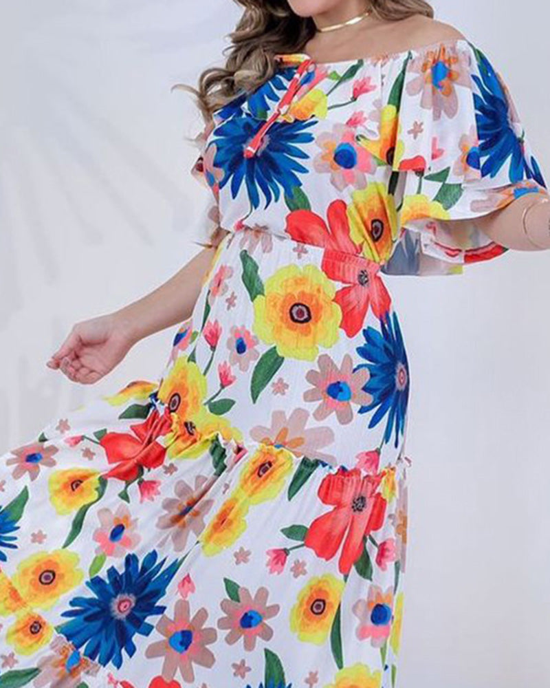 Floral Print Casual Short Sleeve Dress