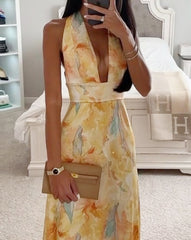 sleeveless printed dress