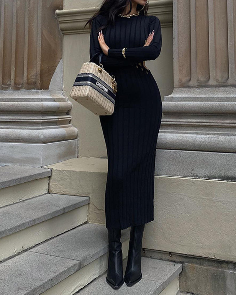 Fashionable Long-sleeve Design Hollow Dress