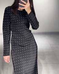 Solid Color Slim Fit Polka Dot Dress