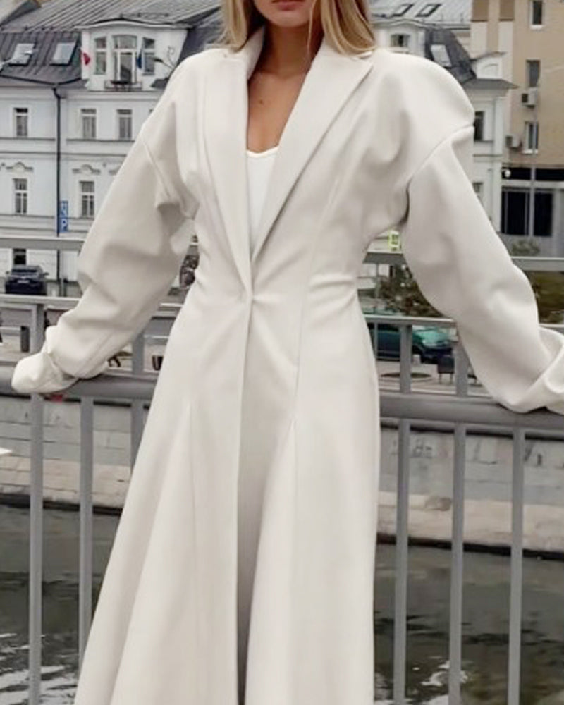 Lapel waist solid color dress jacket