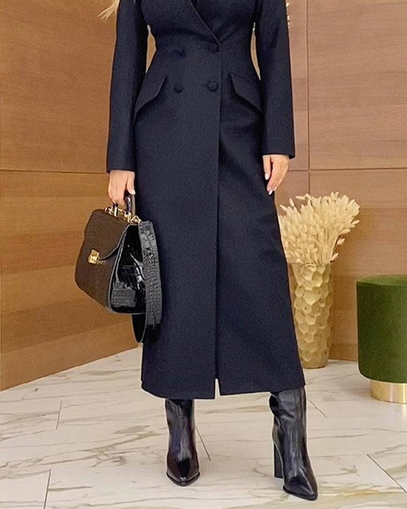 Fashion Solid Color V-neck Coat