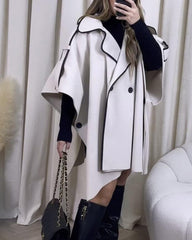 Solid Color Irregular Hem Fashion Cape Coat