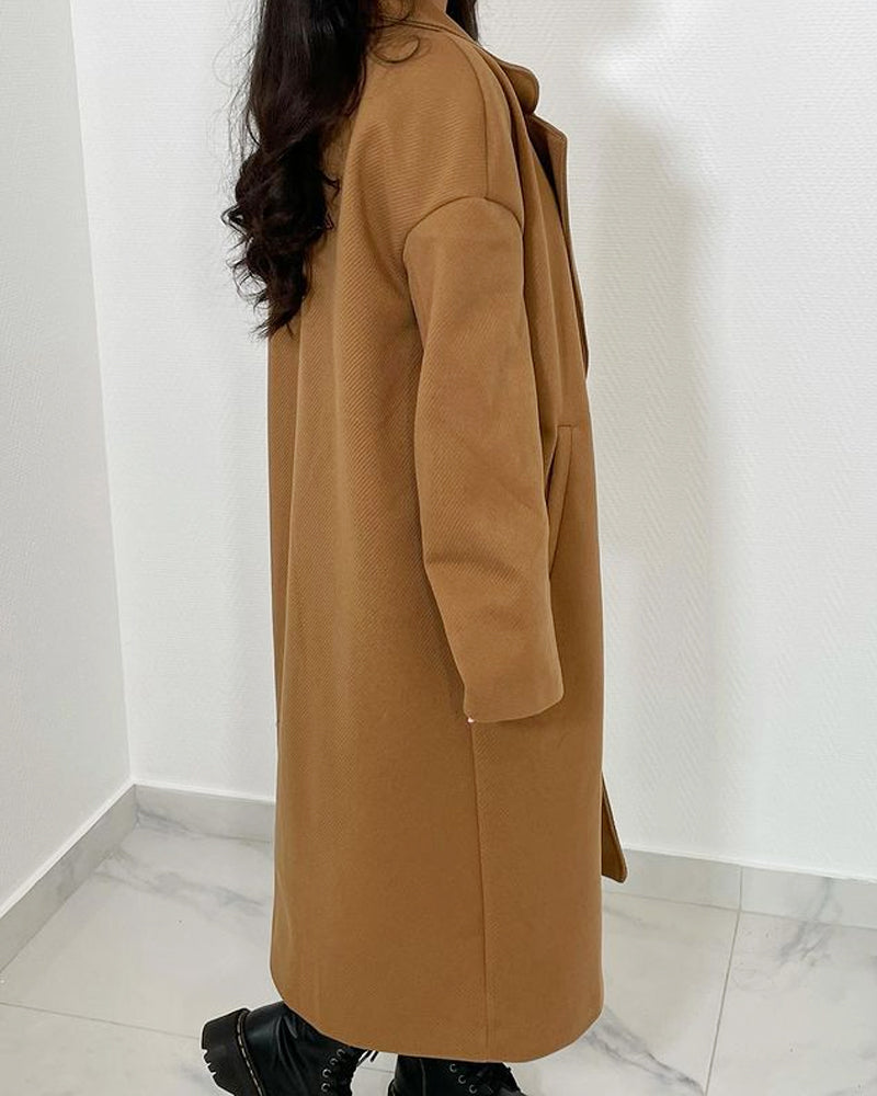 Fashion Solid Color Versatile Lapel Coat