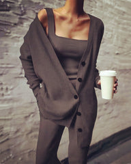 knitted three-piece coat tank top