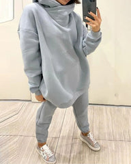 Casual Hoodie Solid Color Two-Piece Suit