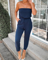 Casual One-shoulder Halter Loose Jumpsuit