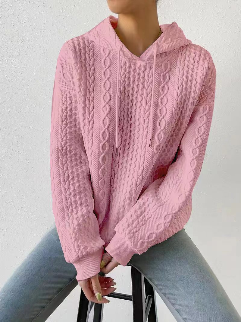 Solid Color Knit Hooded Sweater