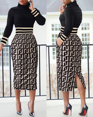 Fashion Print Long Sleeve Dress