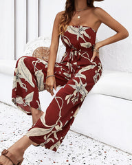 Casual Strapless Print Jumpsuit