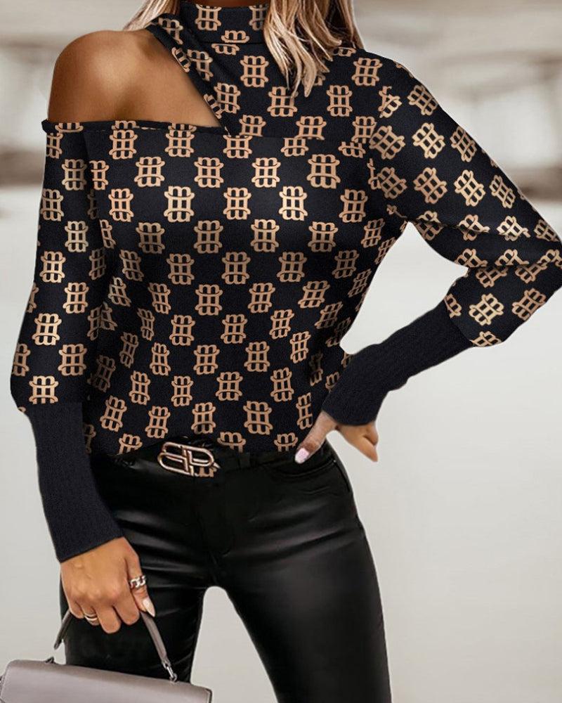 Geometric Print Off-the-shoulder Top