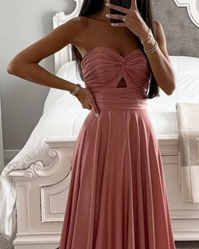 Fashion Solid Color Tube Top Party Dress