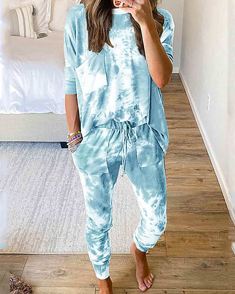 Loose Long Sleeve Printed Casual Suit