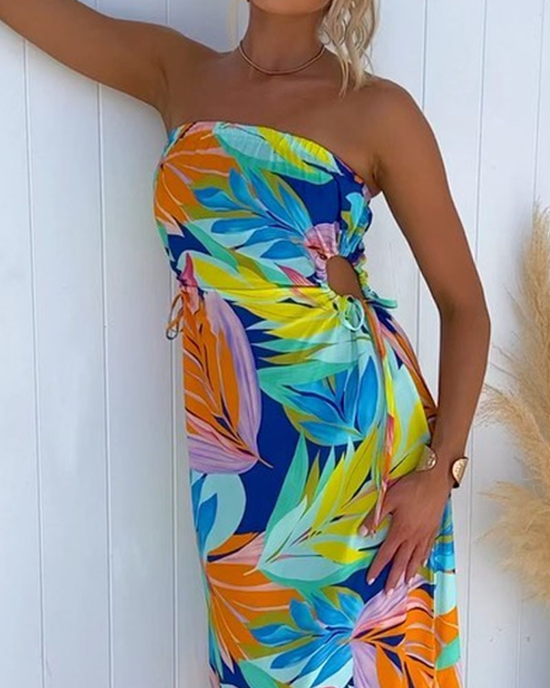 Casual Strapless Waist Printed Dress