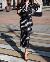 V-neck Polka Dot Dress