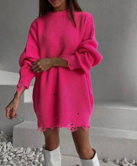 Solid Color Loose Knit Sweater