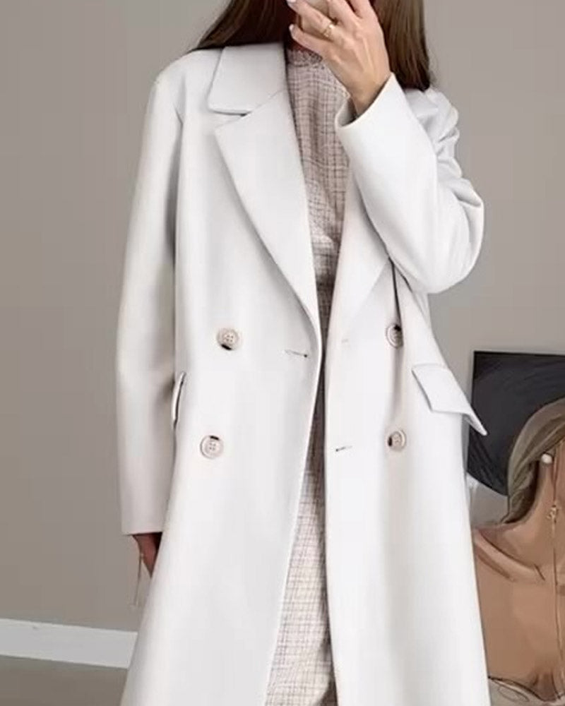 Solid Color Woolen Fashion Temperament Coat