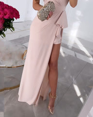 Fashion Solid Color One Shoulder Dress