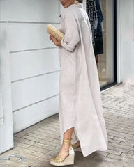 Casual Solid Color Lapel Loose Dress