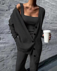 knitted three-piece coat tank top