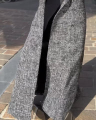 Fashionable Long Coat with Woven Pattern