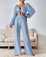 fashion loose suit solid color two piece set