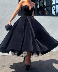 Solid Color Tube Top V-neck Puffy Dress