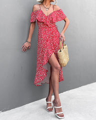 One Shoulder Floral Sling Dress