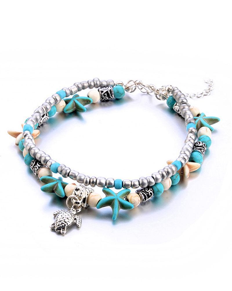 Sea Turtle Bohemia Beading Anklet Set