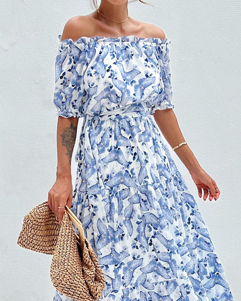 Casual One Shoulder Print Dress