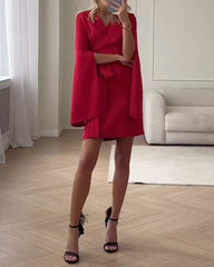 Elegant Solid Color V-neck Party Dress