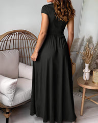 Pleated Dress Solid Color Dress