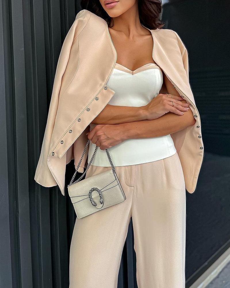 Casual solid color two-piece set