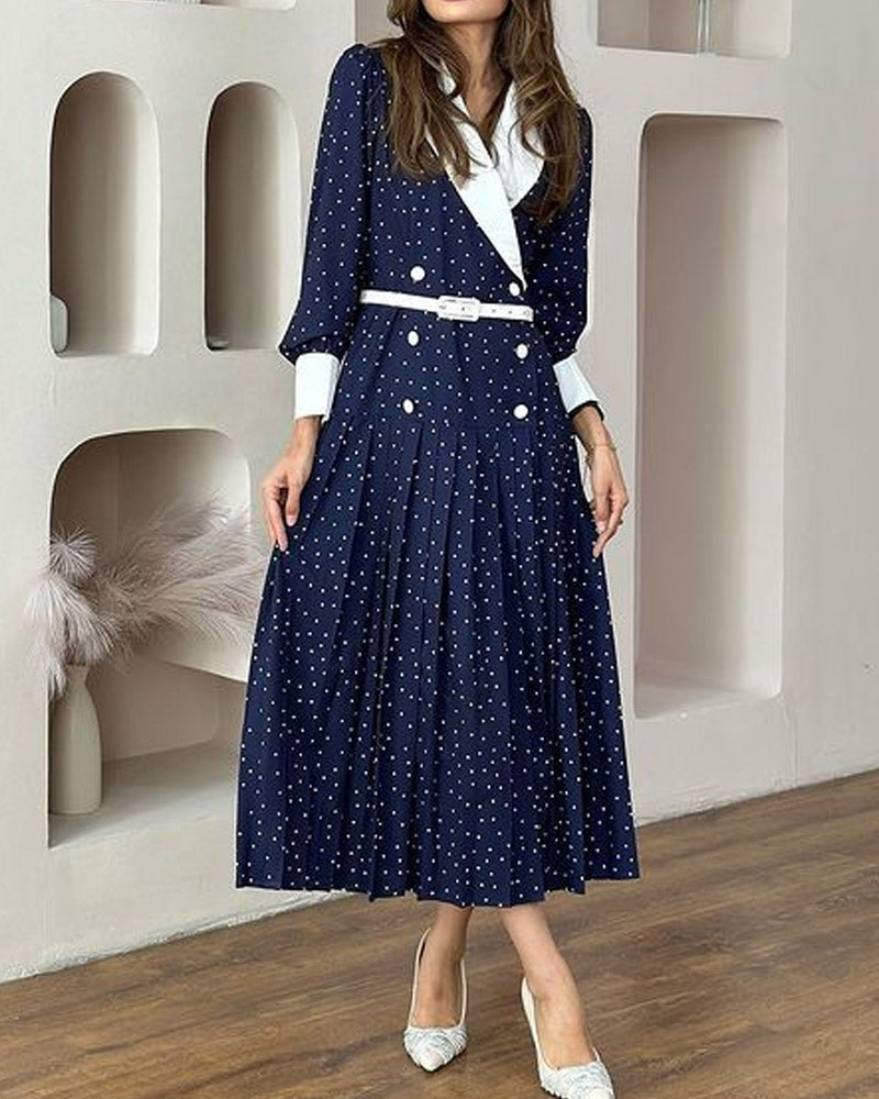 V-neck Polka Dot Fashionable Casual Dress