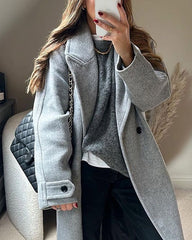 Solid Color Casual and Fashionable Woolen Coat