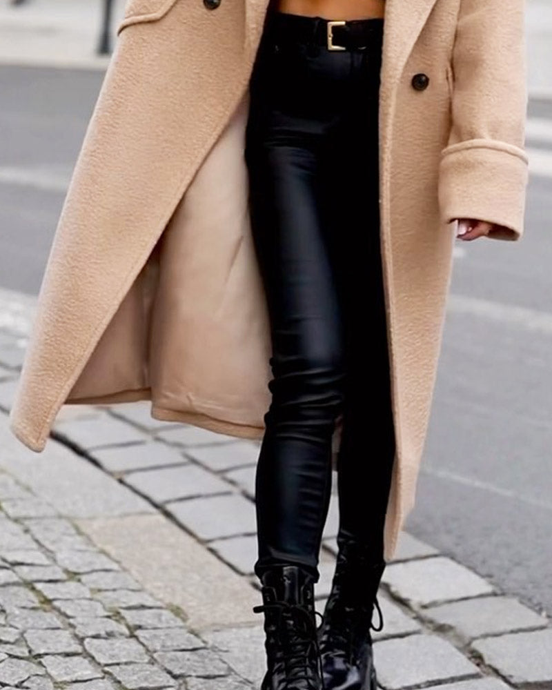 Solid Color Casual Fashion Woolen Coat