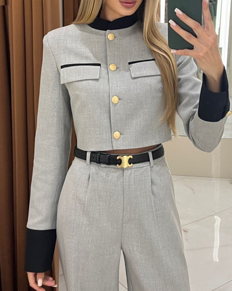 Casual solid color two-piece set