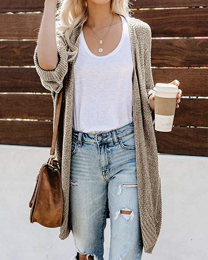 Solid Color Knitted Sweater Cardigan