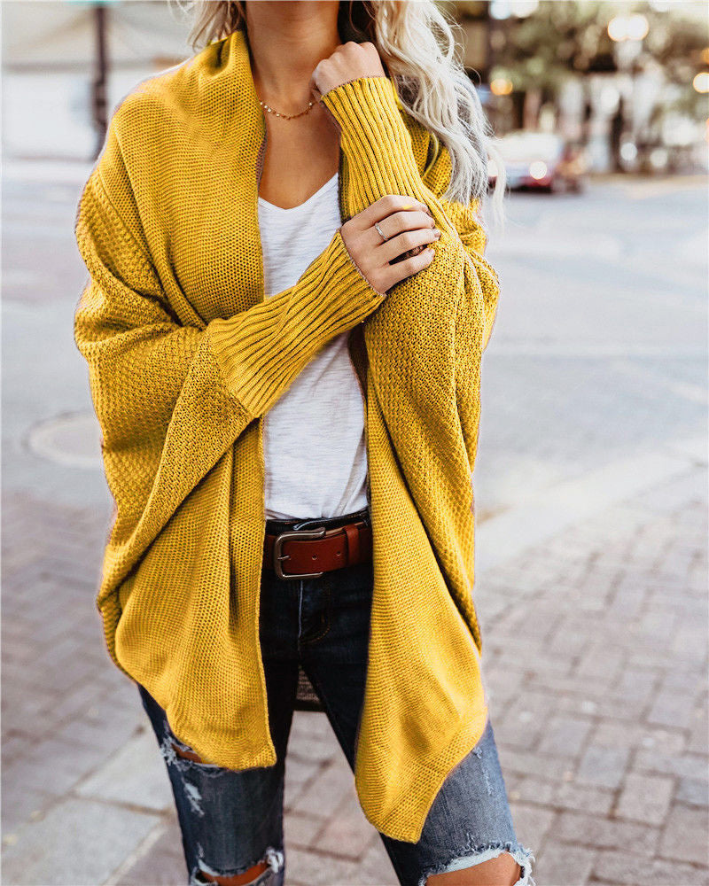 Casual Solid Color Knitted Cardigan