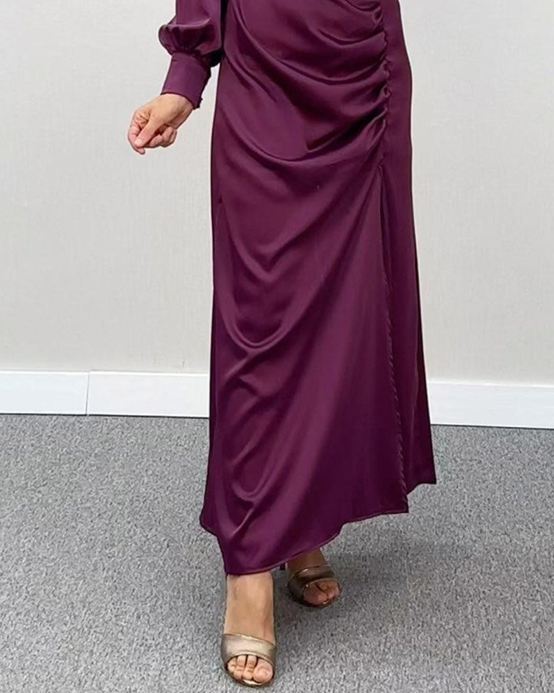 Solid Color Satin Slim Fashion Dress