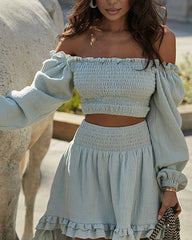 Casual One-shoulder Top & Skirt Two-piece Set