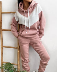 Color Block Hoodie Pants Casual Two-Piece Suit