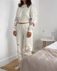 Casual Printed Sweatshirt & Pants Two-piece Set