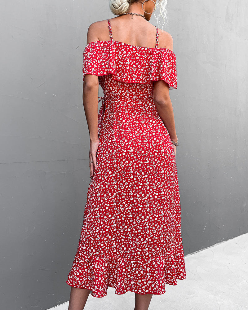 One Shoulder Floral Sling Dress