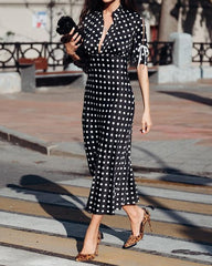 V-neck Polka Dot Dress