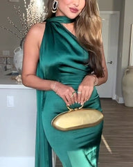 Sexy Solid Color One Shoulder Party Dress